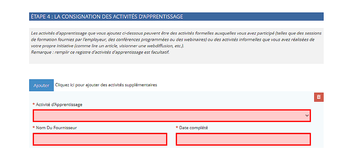 Guide au Programme de maintien de compétences (PMC), étape 11