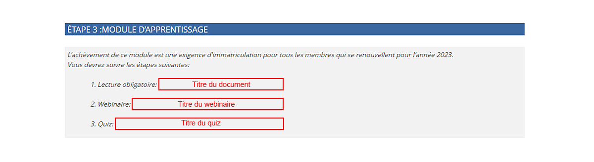 Guide au Programme de maintien de compétences (PMC), étape 9